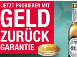 Gratis: Bis zu 24 Flaschen "Clausthaler" über Cashback-Aktion bis Ende Juli