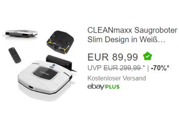 Ebay: Cleanmaxx Staubsaugerroboter für 89,99 Euro frei Haus