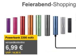 Allyouneed: CM3-Powerbank 2200 mAH für 6,99 Euro frei Haus