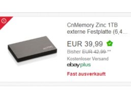 Ebay: Externe Festplatte mit einem TByte als B-Ware für 35,99 Euro frei Haus