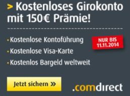 Gratis: 150 Euro geschenkt zum kostenlosen Comdirect-Girokonto