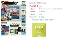 Computerbild mit DVD: Jahresabo für 130,50 mit Scheck über 125 Euro