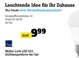 Conrad: Viererpack LED-Birnen Müller Licht für 9,99 Euro frei Haus