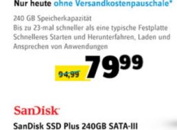 Conrad: SSD SanDisk Plus mit 240 GByte für 79,99 Euro frei Haus