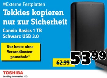 Conrad: Toshiba Canvio Basics für 48,44 Euro frei Haus