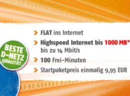 D-Netz: 1 GByte plus 100 Freiminuten für monatlich 9,95 Euro