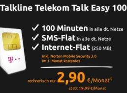 D1: SMS-Flat, Internet-Flat 250 MB und 100 Freiminuten für 2,90 Euro