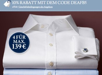 Charles Tyrwhitt: Vier bügelfreie Hemden für 125,10 Euro