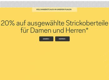 C&A: 20 Prozent Strick-Rabatt auf zahlreiche Aktionsprodukte 