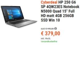 Cyberport: HP250 G9 SP 4QW23ES mit 256 GByte SSD für 379 Euro frei Haus