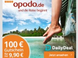 Dailydeal: Opodo-Gutschein über 100 Euro für 9,90 Euro