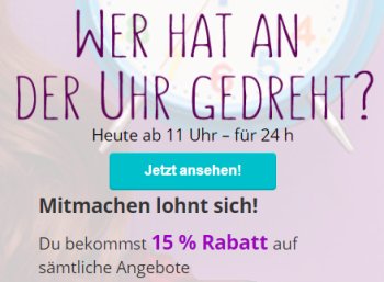 Dailydeal: 15 Prozent Rabatt auf fast alles für 24 Stunden