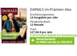 Damals: Jahresabo für 102,66 Euro mit Prämie über 105 Euro