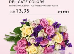 Miflora: Blumenstrauß mit 18 pastellfarbenen Rosen für 18,90 Euro frei Haus