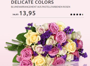 Miflora: Blumenstrauß mit 18 pastellfarbenen Rosen für 18,90 Euro frei Haus