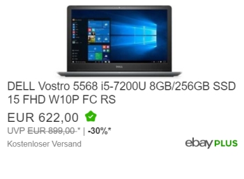 Dell: Vostro 5568 mit SSD, i5-CPU und Fingerprint für 578,46 Euro