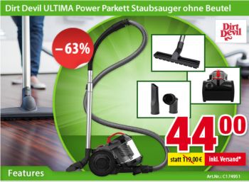 Völkner: Parkett-Staubsauger "Dirt Devil Ultima" für 44 Euro frei Haus