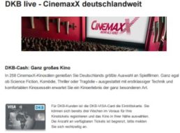 Gratis-Kino: DKB-Kunden schauen am 25.10.2016 im Cinemaxx für 0 Euro