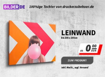 Druckerzubehoer.de: Leinwände und Poster ab 0 Euro plus Versand 