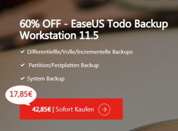 Ease US: Backup-Software jetzt für 17,85 statt 42,85 Euro