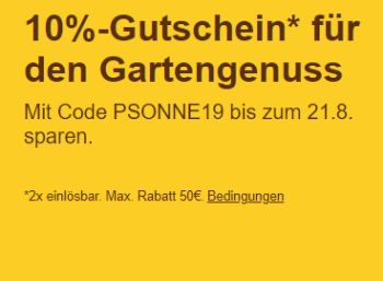 Ebay: 10 Prozent auf Gartenartikel und Grills für eine Woche