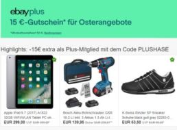 Ebay: 15 Euro Rabatt ab 50 Euro Warenwert für Plus-Kunden