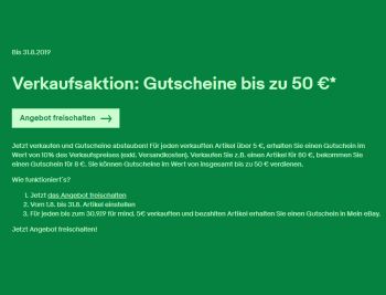 Ebay: Gutschein über 10 Prozent pro verkauftem Artikel - auf Einladung