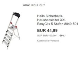 Ebay: Sehr gut bewertete Hailo-Leiter für 44,99 Euro frei Haus