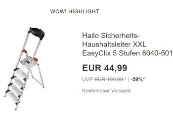 Ebay: Sehr gut bewertete Hailo-Leiter für 44,99 Euro frei Haus