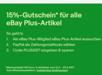 Ebay Plus: 15 Prozent Rabatt für drei Tage