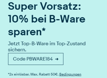 Ebay: 10 Prozent Rabatt auf bereits reduzierte B-Ware-Artikel