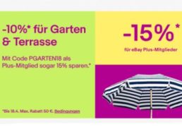 Ebay: 15 Prozent Garten-Rabatt für Plus-Mitglieder, 10 Prozent für alle anderen