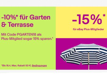 Ebay: 15 Prozent Garten-Rabatt für Plus-Mitglieder, 10 Prozent für alle anderen