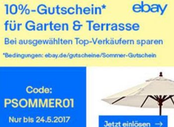 Ebay: Gartenartikel für eine Woche mit 10 Prozent Rabatt