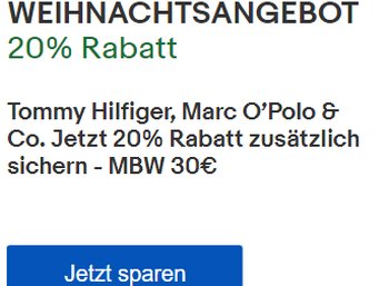 Ebay: 20 Prozent Rabatt auf s.Oliver, Tommy Hilfiger und andere