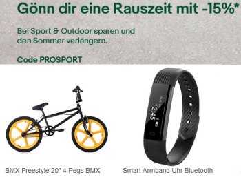 Ebay: 15 Prozent Rabatt auf Sport- und Outdoor-Artikel