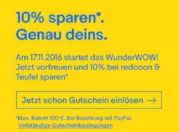 Ebay: 10 Prozent Rabatt auf Artikel von Redcoon und Teufel