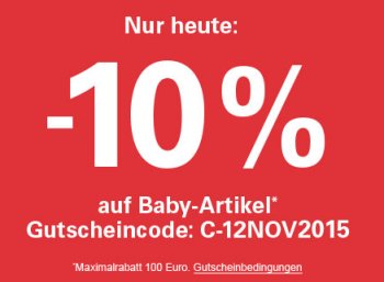 Ebay: Zehn Prozent Rabatt auf Baby-Artikel bis Mitternacht