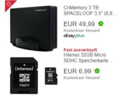 Ebay: 3-TByte-Festplatte, Speicherkarten und Smartwatch zu Schnäppchenpreisen