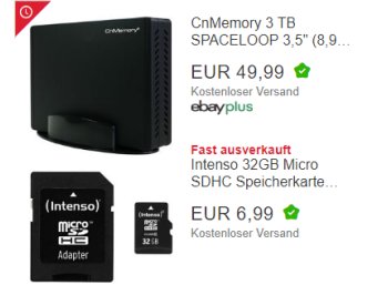 Ebay: 3-TByte-Festplatte, Speicherkarten und Smartwatch zu Schnäppchenpreisen