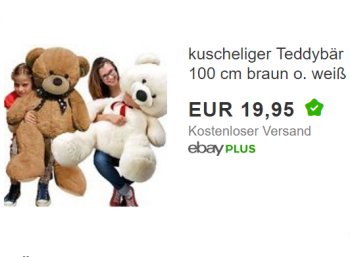 Ebay: Riesenteddy mit 100 cm Größe für 19,95 Euro frei Haus