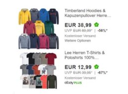 Timberland: Hoodies und Sweatshirts für 38,99 Euro frei Haus