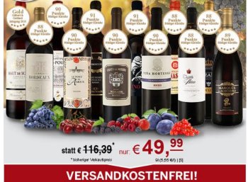 Ebrosia: Best-of-Weinpaket mit zwölf Flaschen für 49,99 Euro frei Haus