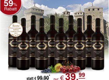 10 Flaschen Torrevento Rossocupo Merlot für 39,99 Euro frei Haus