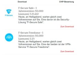 Gratis: F-Secure-Safe und F-Secure Freedome für 0 Euro