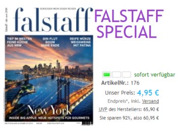 Falstaff: Jahresabo des Gourmet-Magazins für 4,95 statt 65,90 Euro