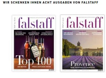 Gratis: Acht Ausgaben von "Falstaff" zum Nulltarif frei Haus