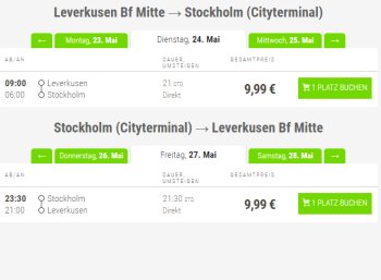 Flixbus: Schweden-Tickets für je 9,99 Euro bis zum 27. Mai