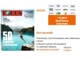 Focus: Halbjahresabo für 109,20 Euro mit Bestchoice-Gutschein über 110 Euro