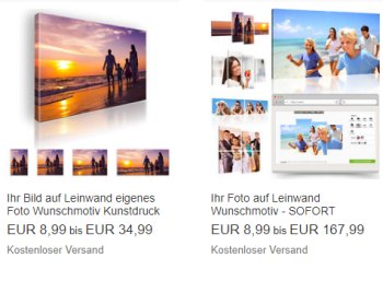 Ebay: Bild auf Leinwand für 8,99 Euro mit Versand